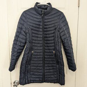 32 Degrees Long Down Filled Puffer Jacket Women’s Med Navy Blue Packable
